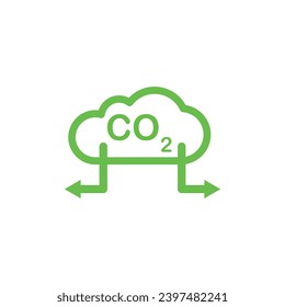 Carbon emissions reduction icon, reducing CO2 emissions to stop climate change sign. carbon dioxide emissions icon on white background, vector illustration design 