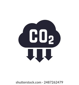 icono de reducción de emisiones de carbono, pictograma de Vector de huella de co2