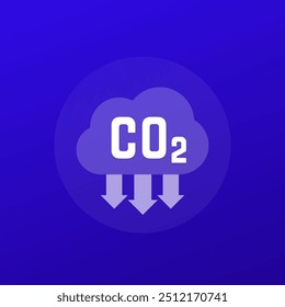 carbon emissions reduction icon, reducing co2 footprint, transparent vector design