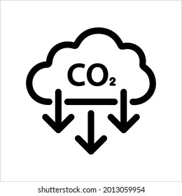 Carbon emissions reduction icon. Carbon emissions Sign. Vector illustration.