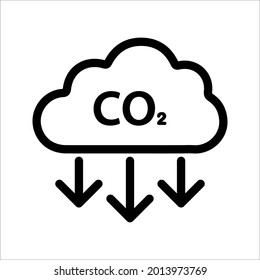 Carbon emissions reduction icon. Carbon emissions Sign. Vector illustration.
