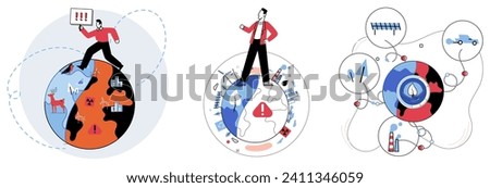 Carbon emissions vector illustration. The carbonic fingerprints human activities linger in air, leaving traces environmental disruption Tackling global warming necessitates paradigm shift toward