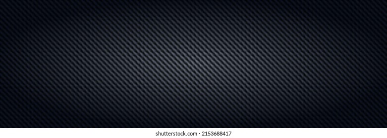 Carbon fiber. Black interlaced fibers texture, light material for sport car tuning and strong aramid structure dark panoramic vector background. Industrial metallic lightweight surface