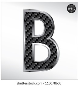 Carbon fiber font B capital letters isolated on white