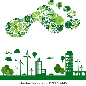 Ciudad verde para imprimir pies de carbono