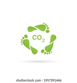 Carbon Footprint C02. Leaves style footprint. Vector isolated on white background.