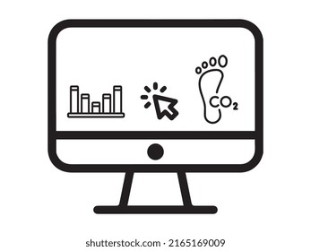 Carbon footprint calculator or online carbon footprint calculator icon is in vector format. It can also be called as online footprint calculator. This vector file can be used for animation and design.