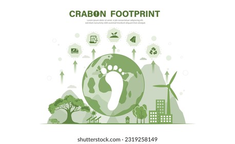 Carbon footprint. climate change concept vector illustration