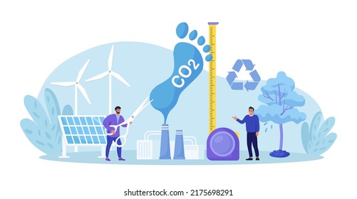 La huella de carbono como contaminación por emisiones de CO2. Impacto humano en el ecosistema del planeta. Símbolo de pie como efecto tóxico industrial. Reducir los gases de efecto invernadero de dióxido con energía alternativa, reducir la producción de emisiones