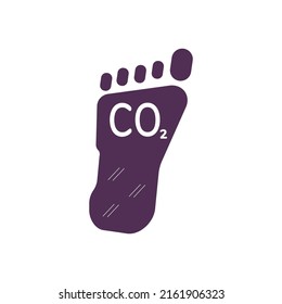 Carbon Footprint CO2 environmental pollution symbol, flat vector illustration isolated on white background. Human footprint for ecological climate saving concept.