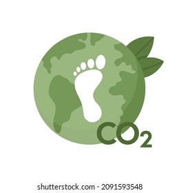 Carbon footprint concept. CO2 emission and environmental pollution impact flat style vector illustration isolated on white background.