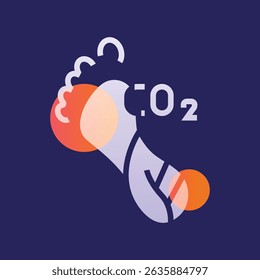 carbon footprint glassmorphism illustration. Transparency blur elements. Ui layered design. Vector isolated element. 