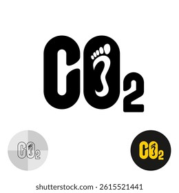 Carbon footprint icon with CO2 formula. Reduce global emission and pollution of carbon dioxide concept