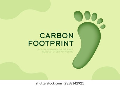 Carbon Footprint Symbol. Konzeption eines Konzepts für umweltgerechte und umweltgerechte Entwicklung. Papierschnitt, Vektorgrafik.