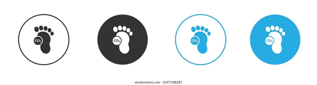 Icono de huella de carbono en Vector plano editable en blanco y negro