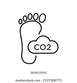 Carbon footprint icon, environment, nature, ecology symbol on white background - vector illustration