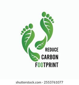 Carbon Footprint Icon in Foot Shape with Green Leaves - CO2 Ecological Footprint Symbol for Greenhouse Gas Emissions, Environmental and Climate Change Concept - Hand Drawn Vector Illustration