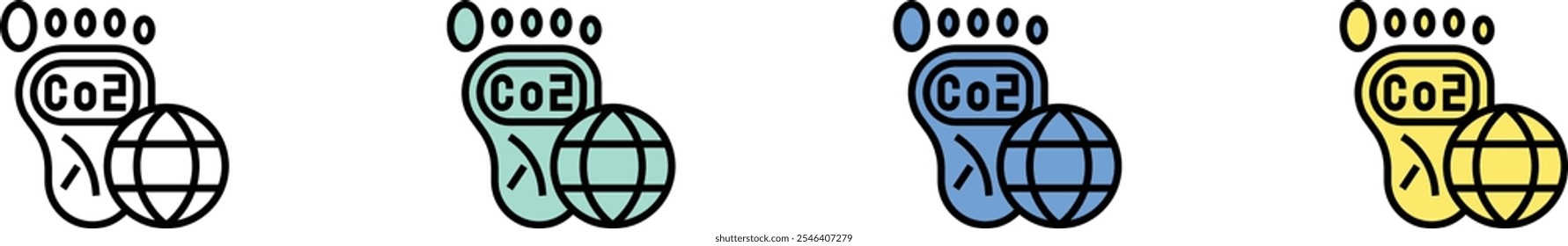 carbon footprint icon. Outline, Green, Blue and Yellow Style Design Isolated On White Background