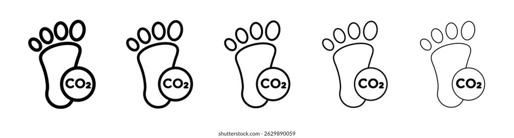 Ícone de pegada de carbono Símbolo simples de linha fina plana