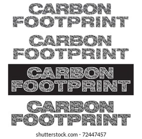 Carbon footprint lettering with footprints inside