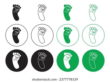 Carbon footprint line icon set. Reduce co2 icon in black color for ui designs.