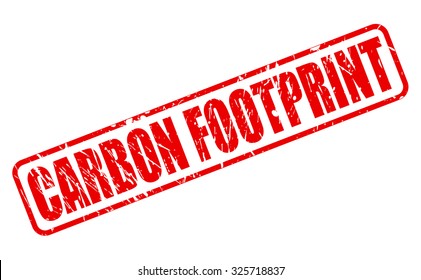 CARBON FOOTPRINT red stamp text on white