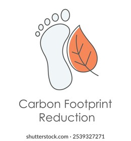 Ícone de Redução da Pegada de Carbono - Pegada e Símbolo de Folha que Representa o Controle de Emissões.