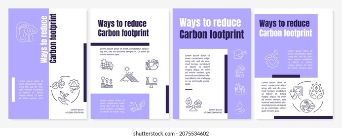 Carbon footprint reduction ways brochure template. Renewable energy. Flyer, booklet, leaflet print, cover design with linear icons. Vector layouts for presentation, annual reports, advertisement pages