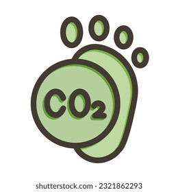 Carbon Footprint Thick Line Filled Colors For Personal And Commercial Use.
