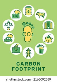 Carbon Footprint Vector Colorful Icon. Round Frame.