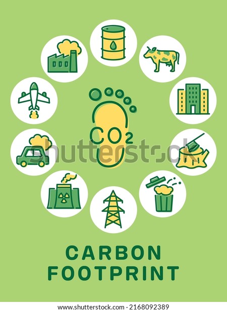 Carbon\
footprint vector colorful icon. round\
frame.