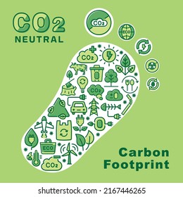 Carbon footprint vector icon pattern card. footprint shaped.