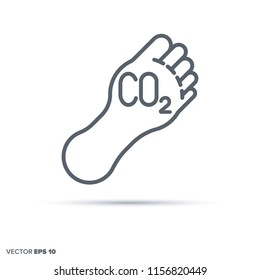 Carbon Footprint Vector Line Icon. Climate Change, Awareness And Responsibilty Symbol.