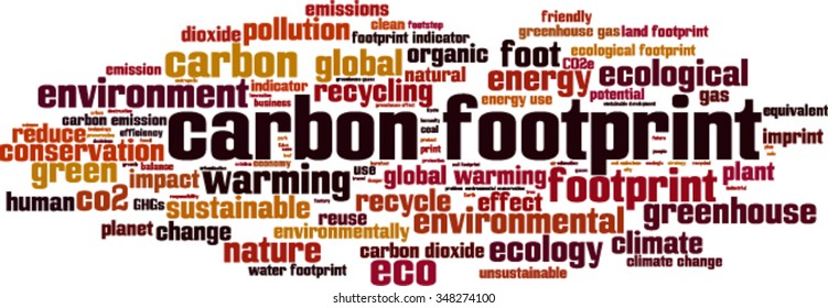 Carbon footprint word cloud concept. Vector illustration