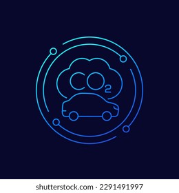 carbon gas emission of car line icon