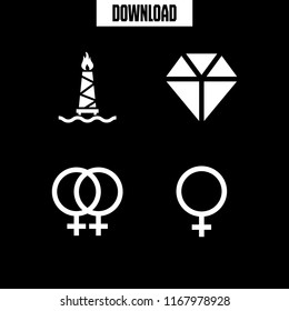 carbon icon. 4 carbon vector set. diamond, venus and oil mining fire icons for web and design about carbon theme