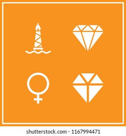 carbon icon. 4 carbon vector set. oil mining fire, diamond and venus icons for web and design about carbon theme