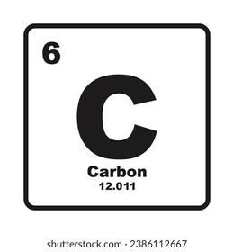 Carbon icon, chemical element in the periodic table.