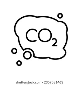 Carbon icon. Reducing CO2 emissions to stop climate change sign. Thin monochrome line. Editable Stroke. Vector illustration