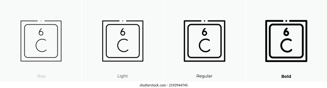 carbon icon. Thin, Light Regular And Bold style design isolated on white background