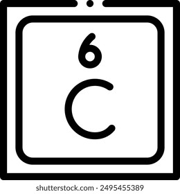 Carbon-Symbol. Dünnes lineares Design isoliert auf weißem Hintergrund