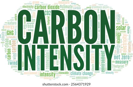 Carbon Intensity word cloud conceptual design isolated on white background.