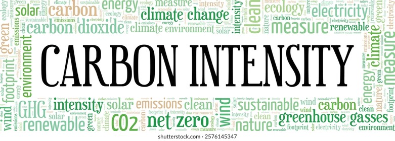 Carbon Intensity word cloud conceptual design isolated on white background.