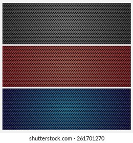 Carbon, metal grid texture set. Colored. Background
