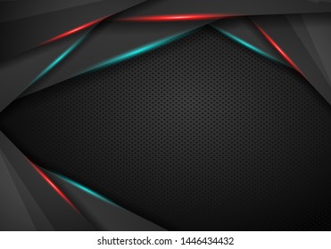 Carbon metallic texture. Vector graphic template design. Technology background with metallic banner.