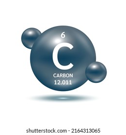 Carbon Molekül Modelle schwarz und chemische Formeln wissenschaftliche Element. Erdgas. Konzept der Ökologie und Biochemie. Einzige Kugeln auf weißem Hintergrund. 3D-Vektorgrafik.