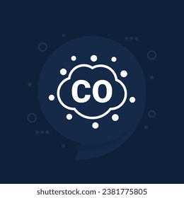 icono del gas de monóxido de carbono, vector de nube de CO