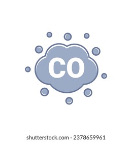 carbon monoxide icon with CO gas cloud