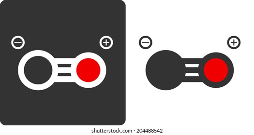 Carbon monoxide molecule, flat icon style. Atoms shown as color-coded circles (oxygen - red, carbon - grey).