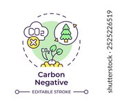Carbon negative multi color concept icon. Nature preservation, ecofriendly. Forestation, agriculture. Round shape line illustration. Abstract idea. Graphic design. Easy to use infographic